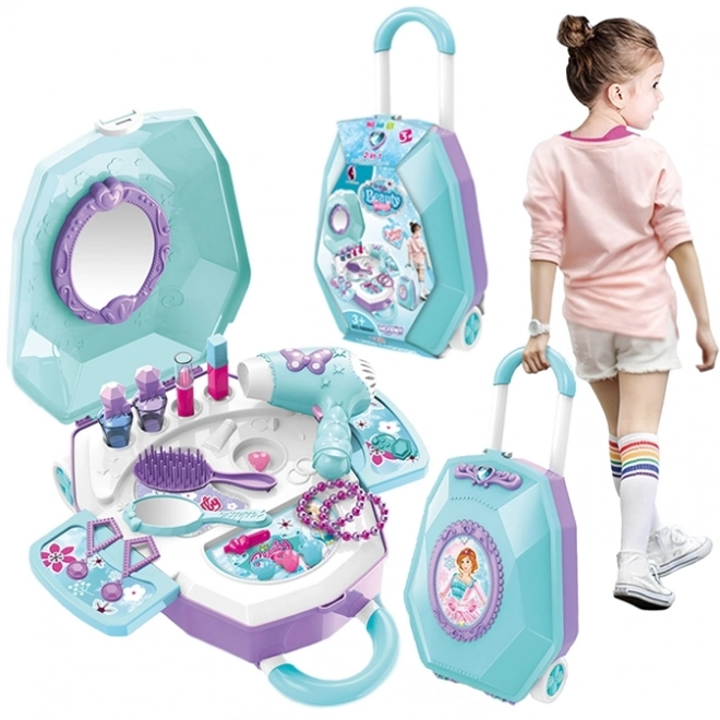 Coiffeuse pour filles 2 en 1 Beau salon WOOPIE dans une valise