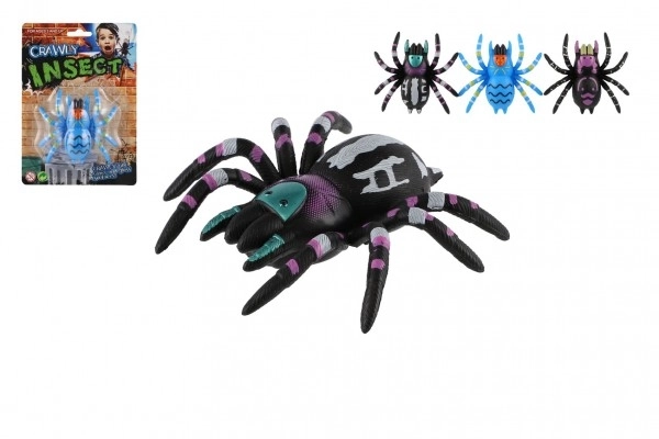 Araignée grimpante en plastique sur verre 8cm 3 couleurs sur carte