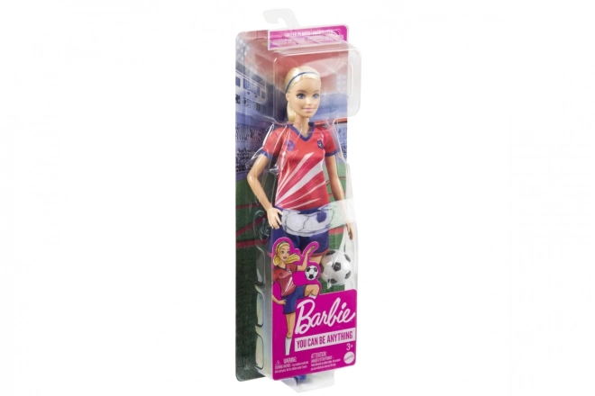 Barbie poupée de football en maillot rouge