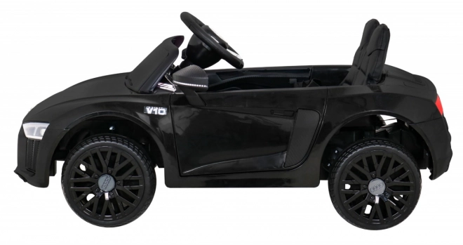 Audi R8 voiture électrique enfant noire avec télécommande, roues EVA, démarrage lent et MP3 LED
