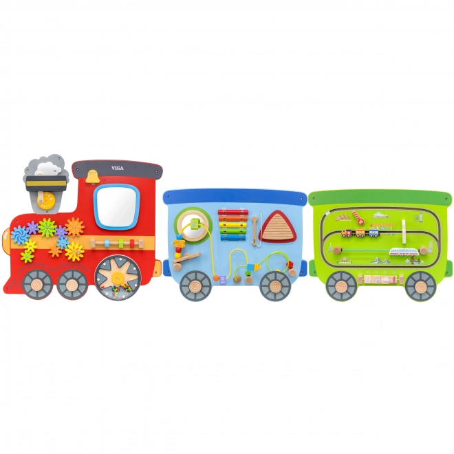 Jeu mural en bois avec train