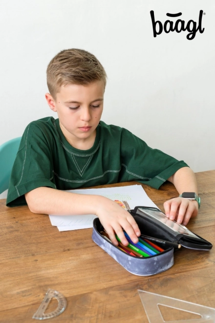 trousse scolaire BAAGL NASA Grey en matériau recyclé