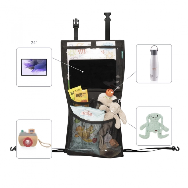 Organisateur de siège + poche pour tablette et jouets