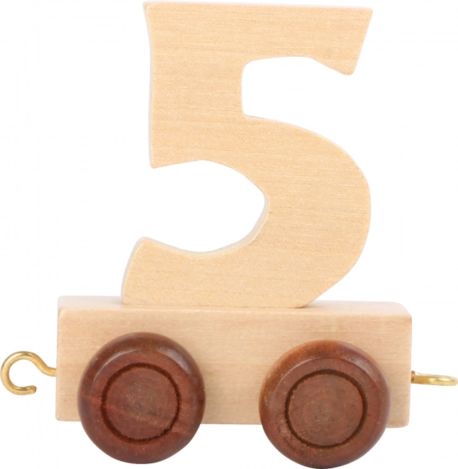 Wagonnet pour circuit de train en bois – chiffre 5 naturel