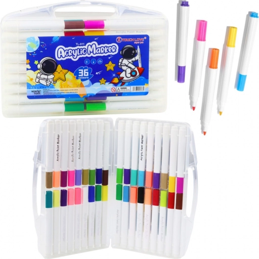 Set de feutres acryliques dans un organiseur 36 pcs