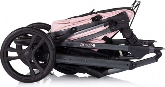 Poussette combinée Amore 2en1 rose guimauve