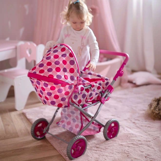 poussette pour poupées 3-en-1 rose avec pois
