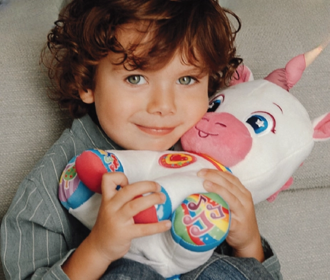 Licorne en peluche interactive pour enfants