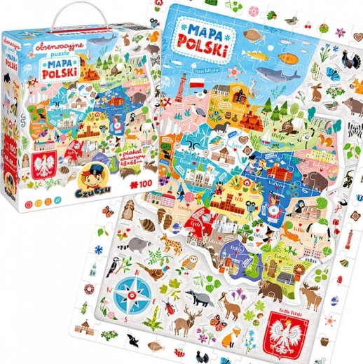 Puzzle d’observation - Carte de Pologne 100 pièces