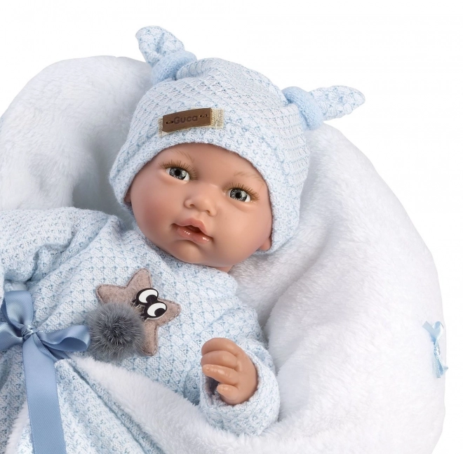 Guca 10221 HUGO - poupée réaliste bébé avec sons et corps en tissu doux - 38 cm