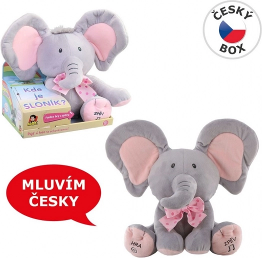 Éléphanteau en peluche interactif – cache-cache 25 cm