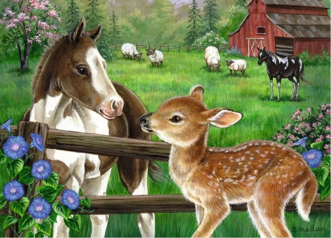 Puzzle Poulain et Faon 60 pièces