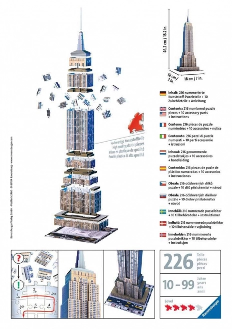 Puzzle 3D Empire State Building New York de Ravensburger 216 pièces