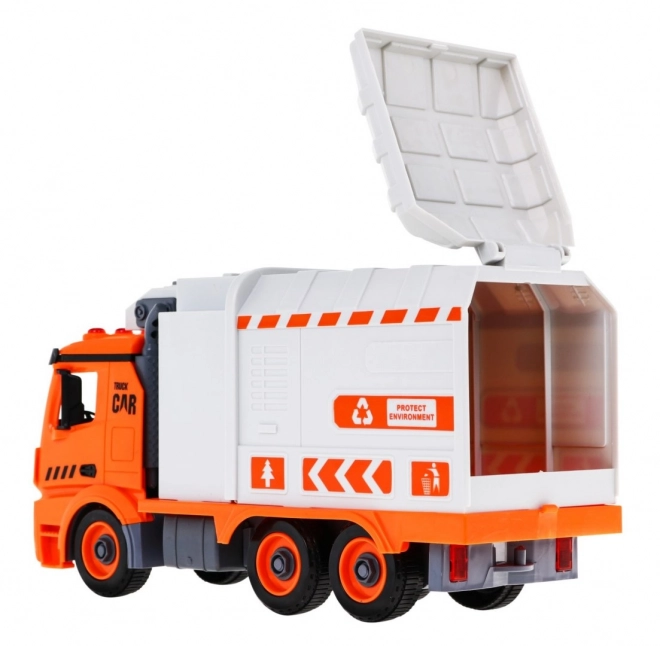 Camion de poubelle interactif pour enfants 3+ Apprendre l'écologie + 4 conteneurs + carte des déchets