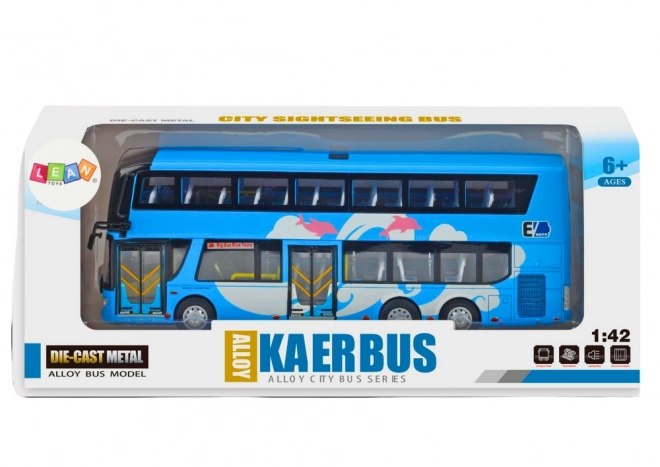 Autobus touristique à deux niveaux bleu 1:42