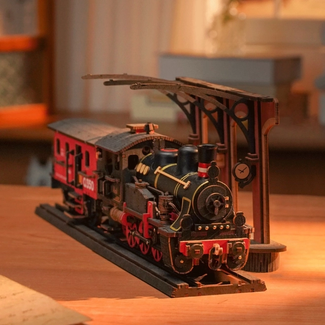 RoboTime Maquette en bois 3D Locomotive à vapeur vintage