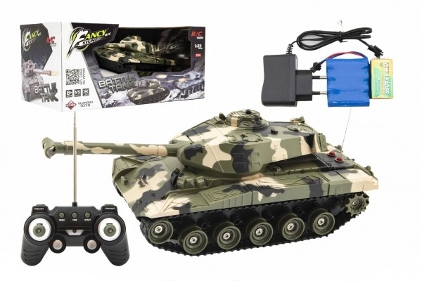 Tank RC en plastique 27cm 27MHz avec batterie+pack rechargeable avec son dans boîte 37x17x19cm