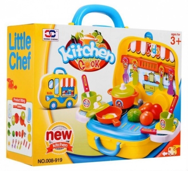 Cuisine portable Food Truck pour enfants 3+ Valise à roulettes + accessoires