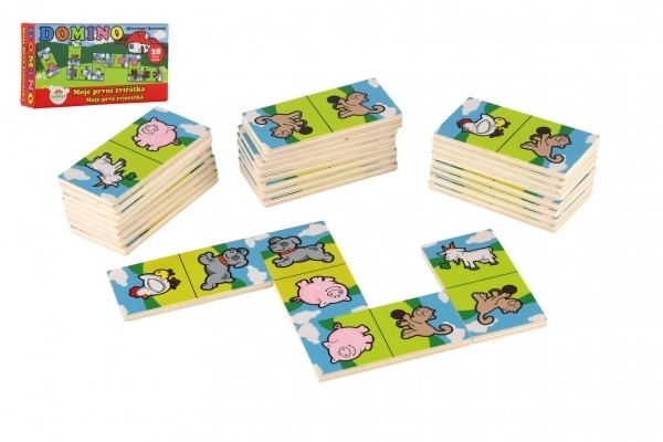 Domino Mes premiers animaux bois jeu de société 28pcs en boîte 17x9x3,5cm MPZ