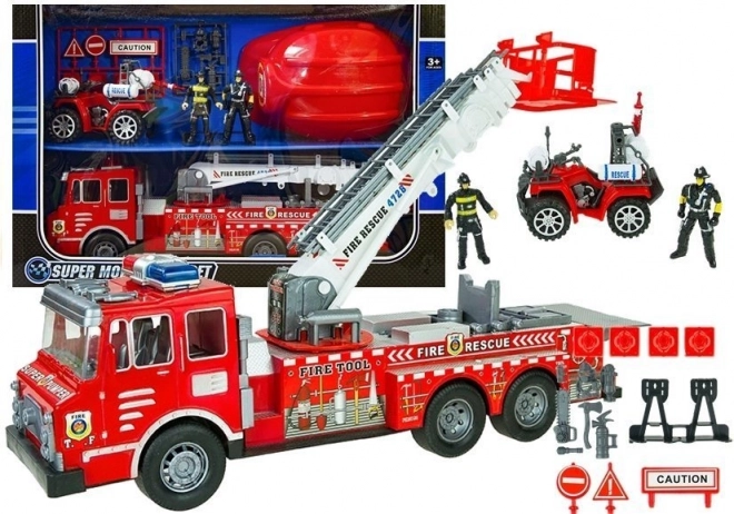 Grande station de pompiers avec casque et quad