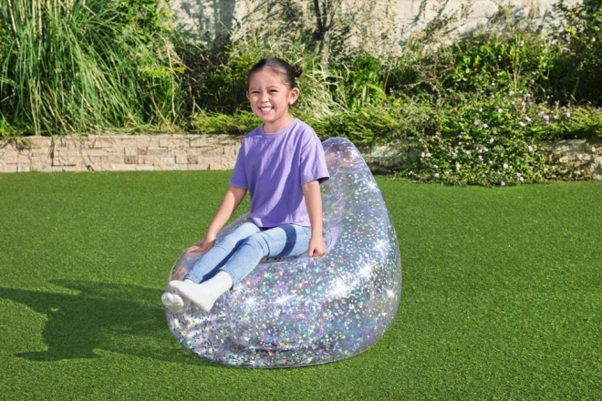 Fauteuil gonflable arc-en-ciel avec paillettes