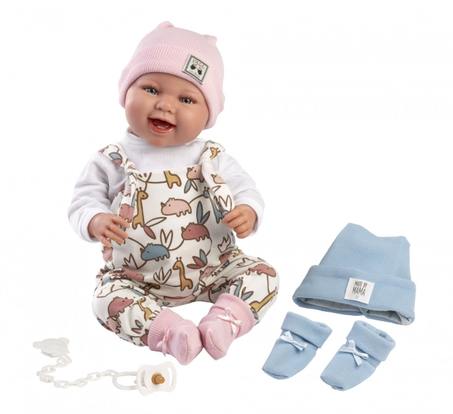 Llorens 84481 NOUVEAU-NÉ 2 en 1 - poupée bébé réaliste avec sons et corps en tissu doux - 44 cm