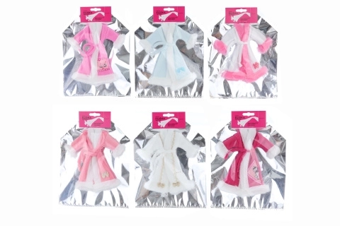 Peignoir/Vêtements pour poupées mélange de couleurs en sachet 21x28cm