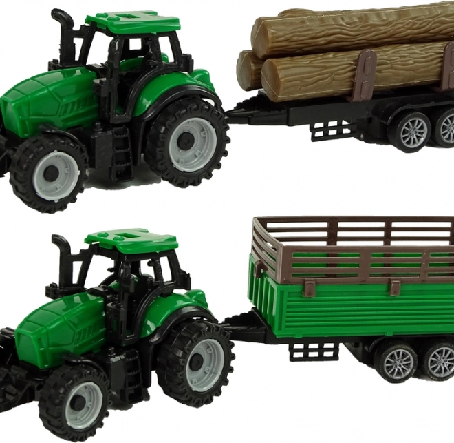 Deux tracteurs avec des remorques fonctionnelles