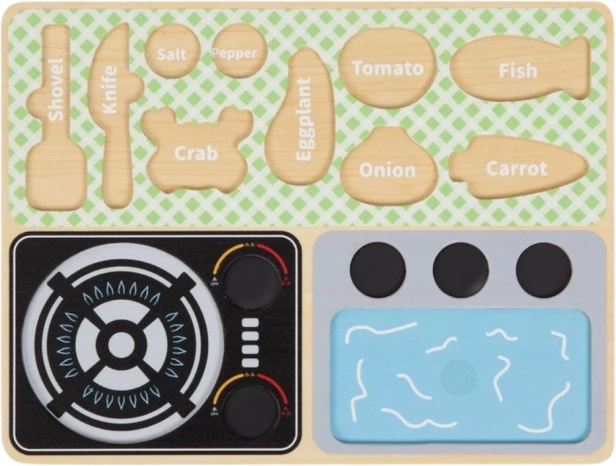 Cuisine en bois avec accessoires pour le petit cuisinier