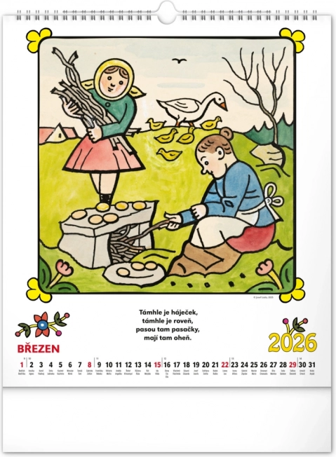 Calendrier mural Josef Lada - Comptines 2026