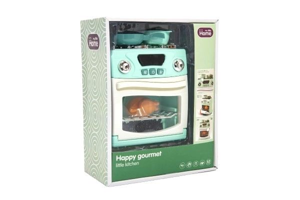 Cuisinière en plastique avec accessoires fonctionnant à piles avec lumière et son en boîte 22x28x11,5cm 18m+