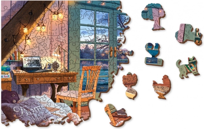 Puzzle en bois chalet douillet