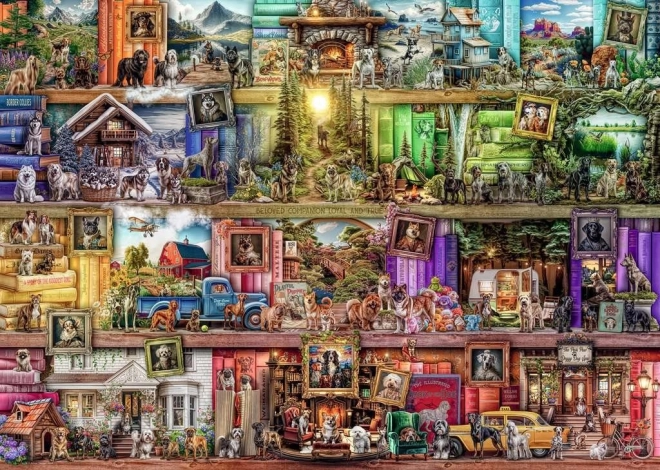 Puzzle 1000 pièces Chiens dans la bibliothèque