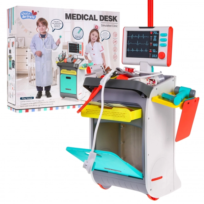 Chariot de docteur + fonctions interactives de radiographie et ECG - 20 pièces