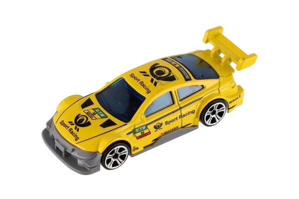 Voiture de course 6 pièces métal/plastique 8cm en roue libre dans une boîte 10,5x27x4cm