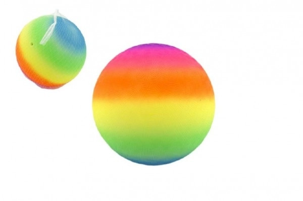 Balle arc-en-ciel en caoutchouc gonflée 23 cm dans un filet