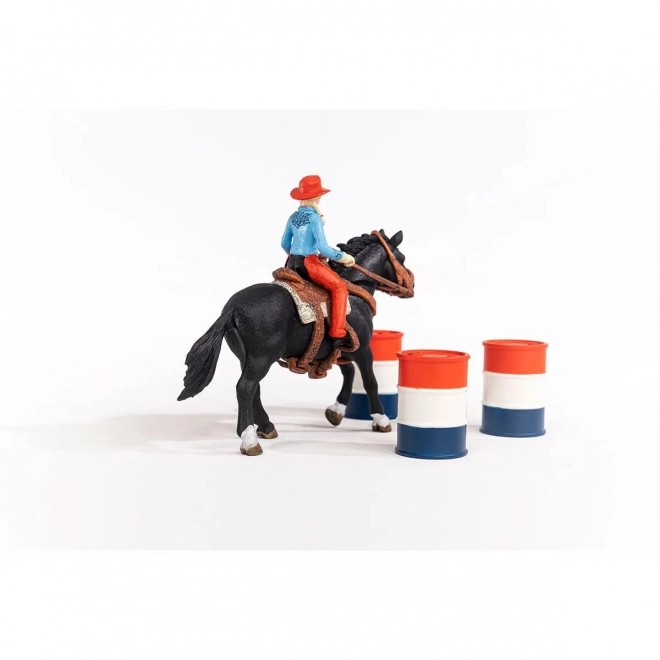 Ensemble de figurines Farm World Cowgirl et Course autour du baril