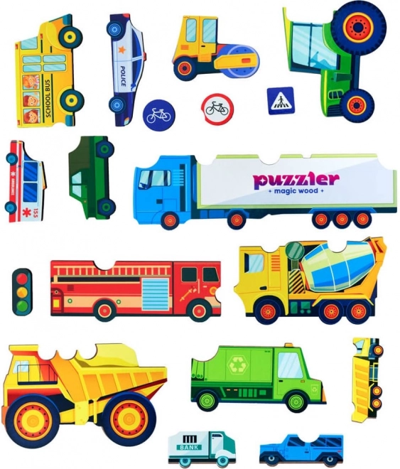 WOODLIKA Puzzle en bois Monde des moyens de transport 18 pièces