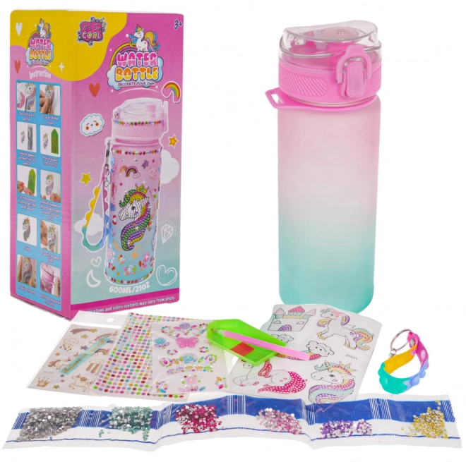 Bouteille d'eau avec licorne + accessoires