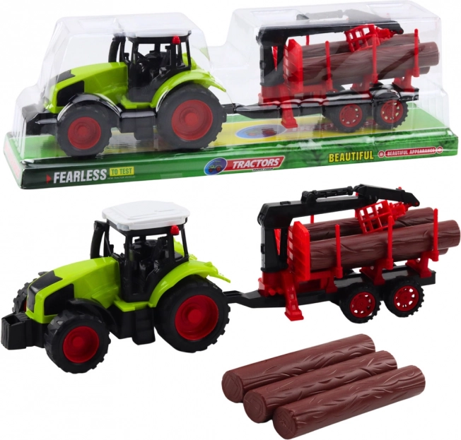 Tracteur avec remorque HDS pour le transport du bois – jouet en plastique