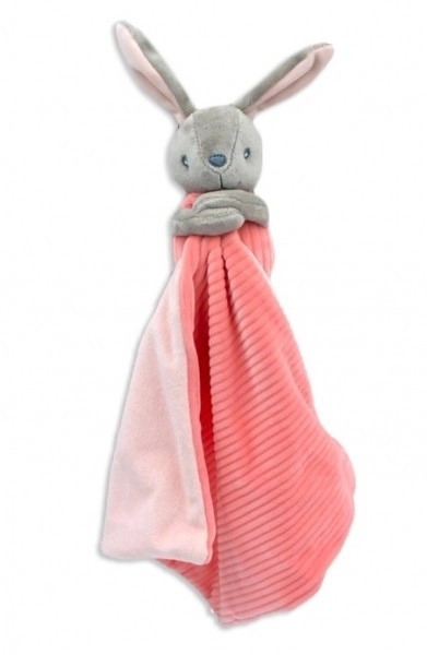 Lapin/Lapinou à câliner en peluche 25x25cm rose sur carte dans un sac 0+