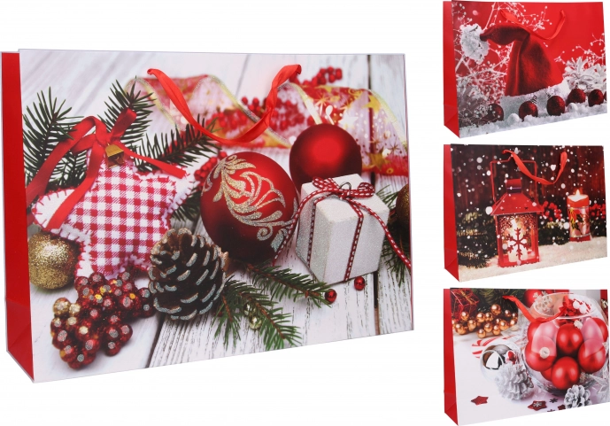 grand sac cadeau en papier L motif de Noël 44 × 31 × 12 cm