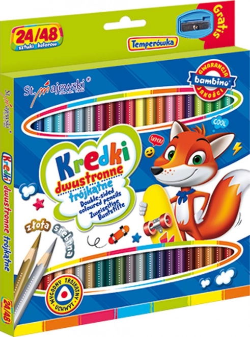 Crayons triangulaires réversibles avec taille-crayon Bambino - 24 pièces