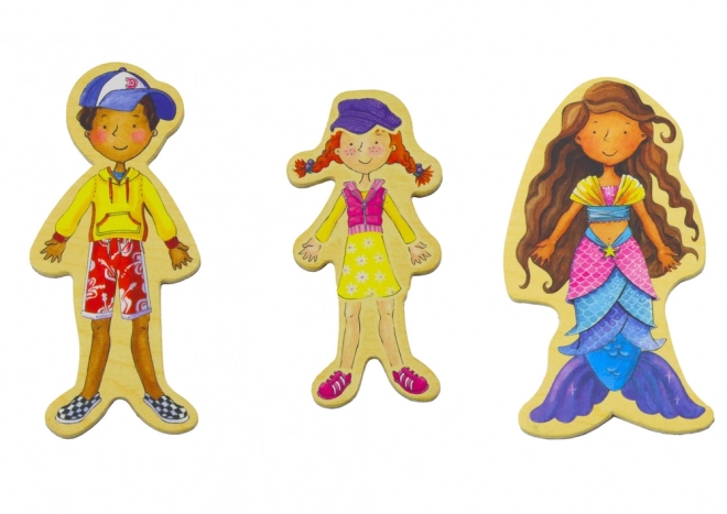 Figurines magnétiques en bois dans des costumes colorés, 20 pcs
