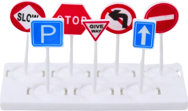 Set de police avec voitures et panneaux de signalisation