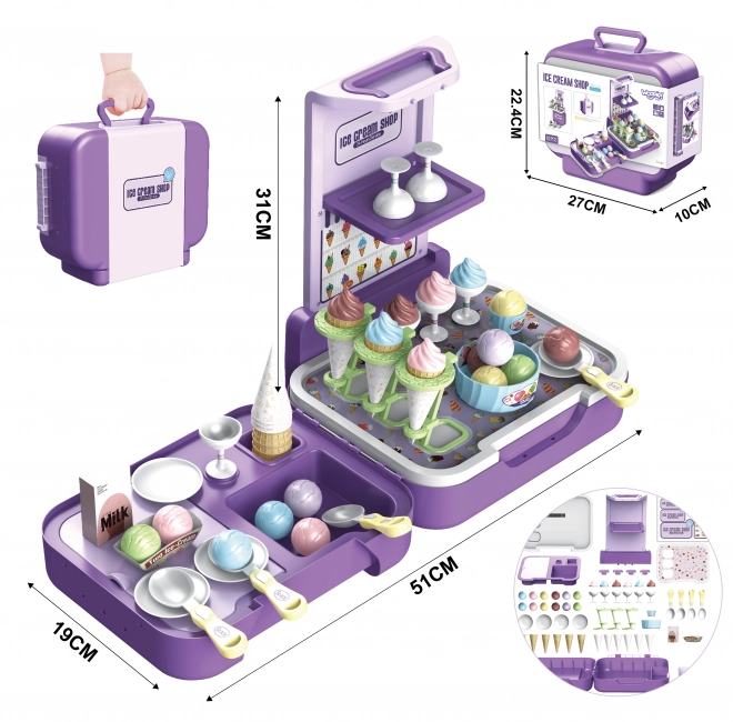 Woopie stand portatif avec crème glacée 3 en 1 ensemble 62 pcs