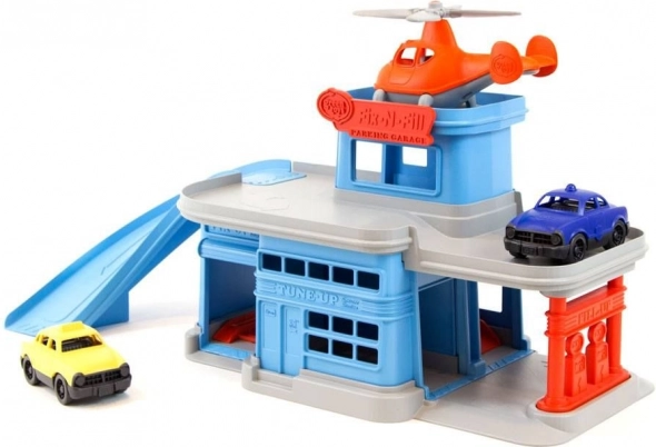 Garage à étages bleue avec accessoires de Green Toys