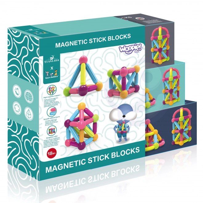 Woopie ensemble de construction éducatif magnétique, 38 pièces