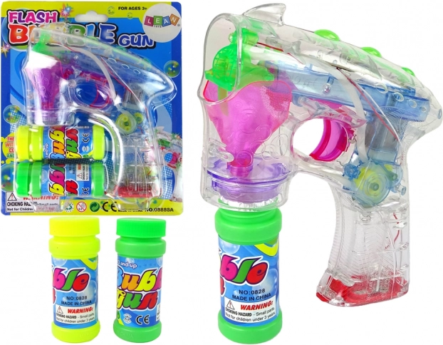 Pistolet à bulles avec lumière LED et deux recharges