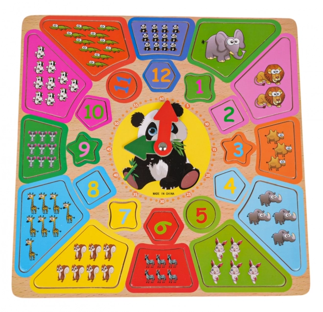Tableau éducatif Panda avec horloge et apprentissage du calcul